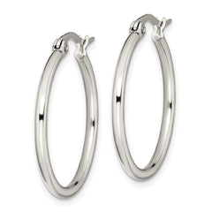 SRE114 Chisel Stainless Steel Polished 27mm Diameter 2mm Hoop Earrings