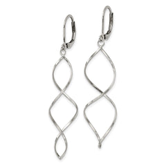 SRE1145 Chisel Stainless Steel Polished Twist Dangle Leverback Earrings