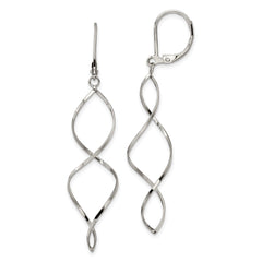 SRE1145 Chisel Stainless Steel Polished Twist Dangle Leverback Earrings