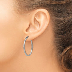 SRE115 Chisel Stainless Steel Polished 32.5mm Diameter 2mm Hoop Earrings