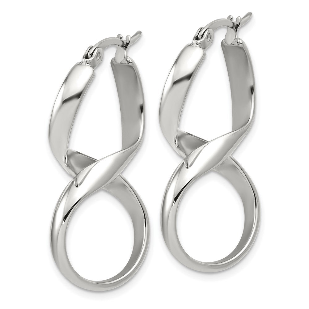 SRE1158 Chisel Stainless Steel Polished Infinity Symbol Twist Hoop Earrings