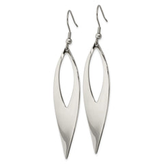 SRE1159 Chisel Stainless Steel Polished Dangle Shepherd Hook Earrings