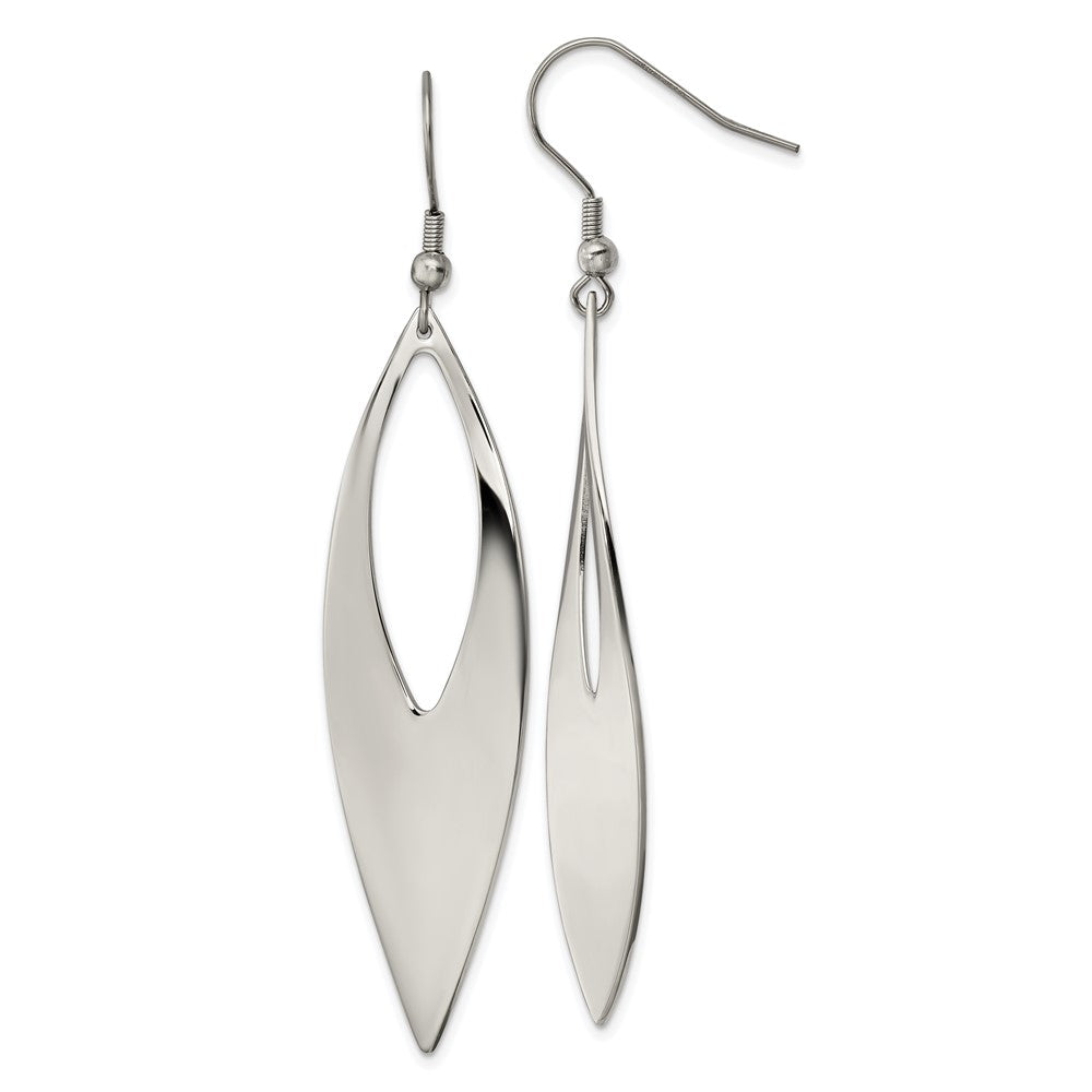 SRE1159 Chisel Stainless Steel Polished Dangle Shepherd Hook Earrings