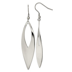 SRE1159 Chisel Stainless Steel Polished Dangle Shepherd Hook Earrings