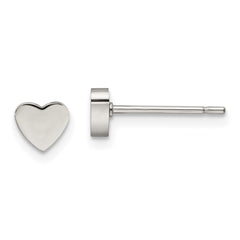 SRE1177 Chisel Stainless Steel Polished Heart Post Earrings