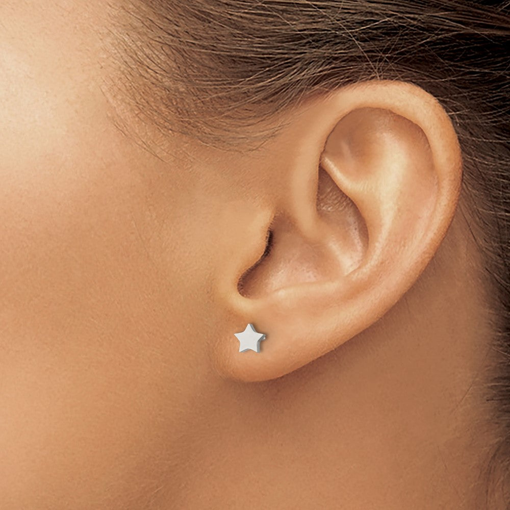 SRE1183 Chisel Stainless Steel Polished Star Post Earrings