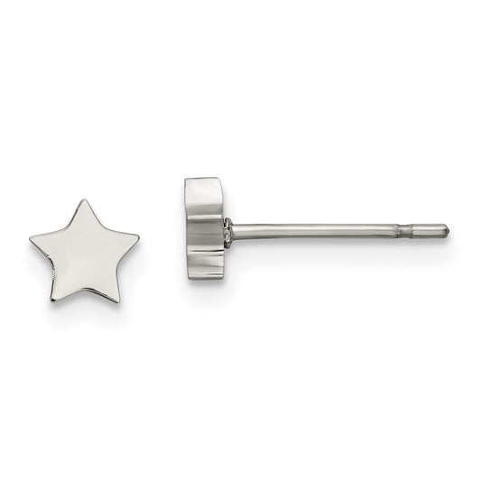 SRE1183 Chisel Stainless Steel Polished Star Post Earrings