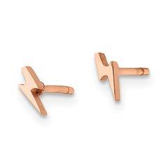 SRE1188 Chisel Stainless Steel Polished Rose IP-plated Lightning Bolt Post Earrings