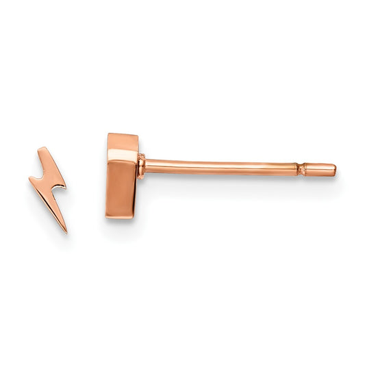SRE1188 Chisel Stainless Steel Polished Rose IP-plated Lightning Bolt Post Earrings