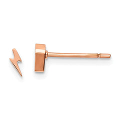 SRE1188 Chisel Stainless Steel Polished Rose IP-plated Lightning Bolt Post Earrings