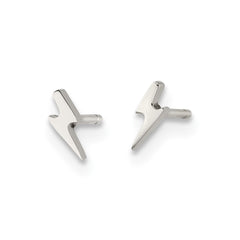 SRE1189 Chisel Stainless Steel Polished Lightning Bolt Post Earrings