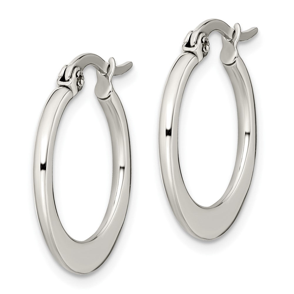 SRE119 Chisel Stainless Steel Polished 19mm Diameter Hoop Earrings
