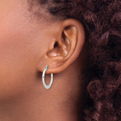 SRE119 Chisel Stainless Steel Polished 19mm Diameter Hoop Earrings