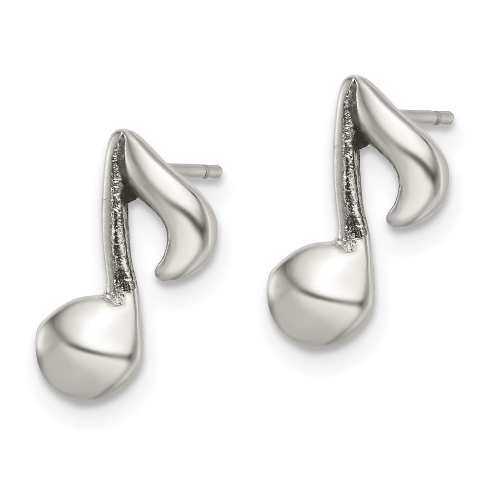 SRE1196 Chisel Stainless Steel Polished Music Note Post Earrings