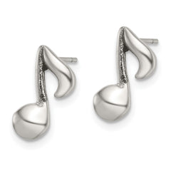 SRE1196 Chisel Stainless Steel Polished Music Note Post Earrings