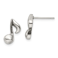 SRE1196 Chisel Stainless Steel Polished Music Note Post Earrings
