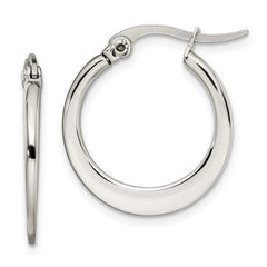 SRE119 Chisel Stainless Steel Polished 19mm Diameter Hoop Earrings