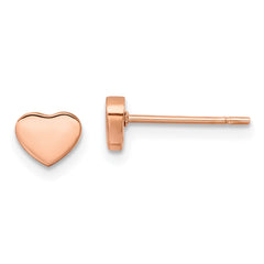 SRE1203 Chisel Stainless Steel Polished Rose IP-plated Heart Post Earrings