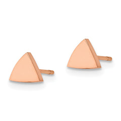 SRE1205 Chisel Stainless Steel Polished Rose IP-plated Triangle Post Earrings