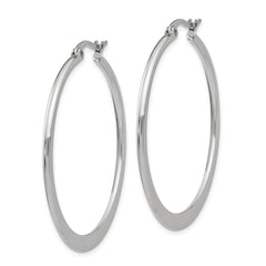 SRE121 Chisel Stainless Steel Polished 40mm Diameter Hoop Earrings