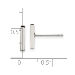 SRE1211S Chisel Stainless Steel Polished Bar Post Earrings