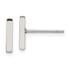 SRE1211S Chisel Stainless Steel Polished Bar Post Earrings
