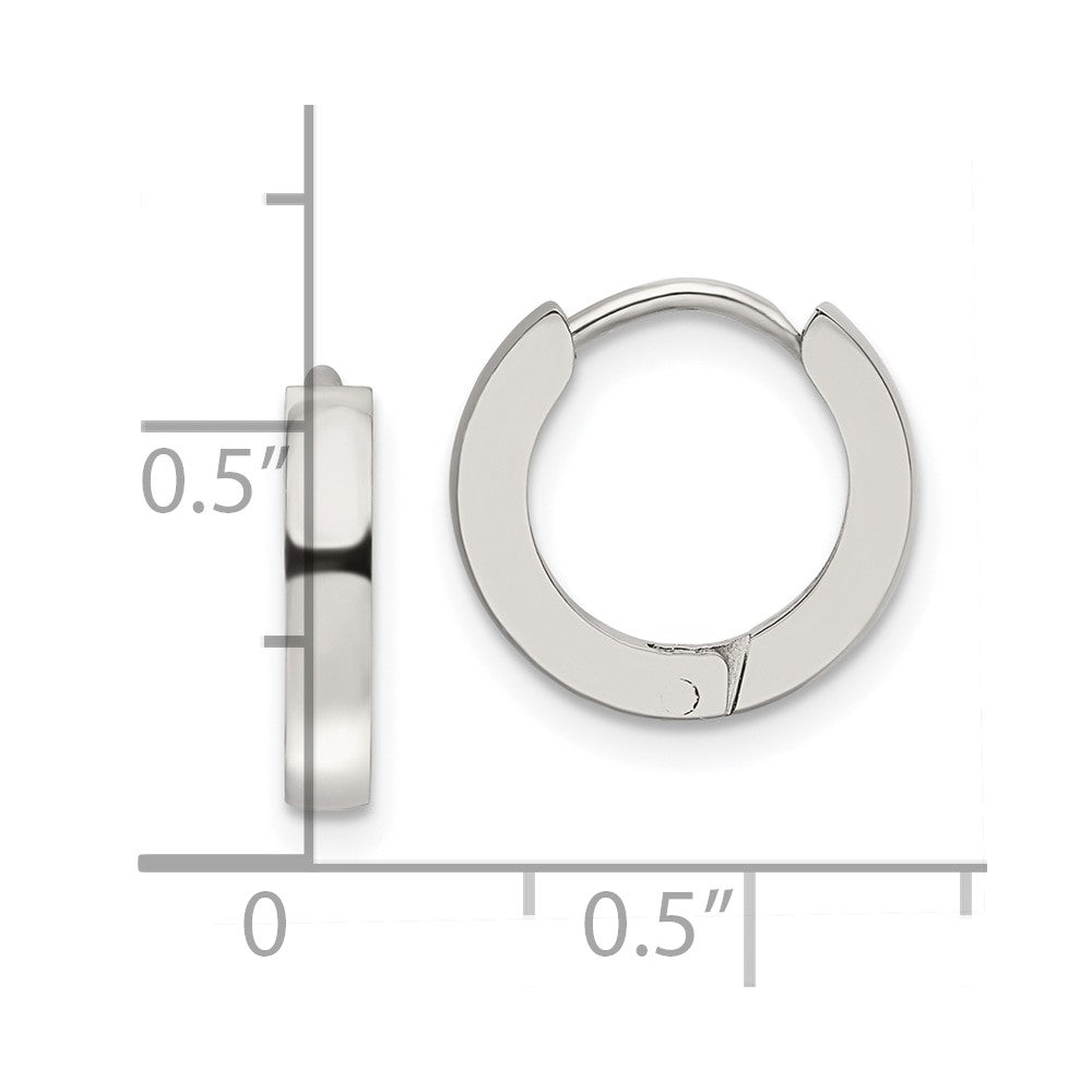 SRE1216 Chisel Stainless Steel Polished 2.2mm Hinged Hoop Earrings