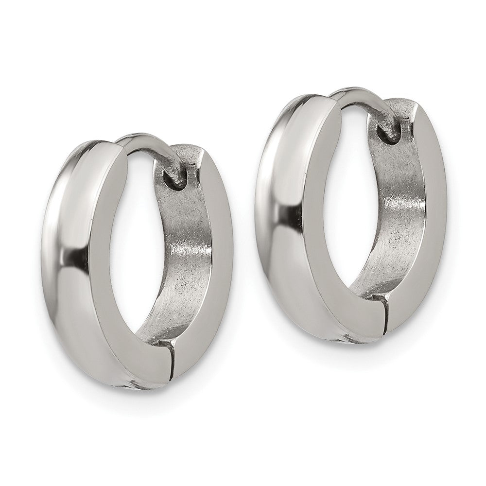 SRE1217 Chisel Stainless Steel Polished 3mm Hinged Hoop Earrings