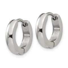 SRE1217 Chisel Stainless Steel Polished 3mm Hinged Hoop Earrings