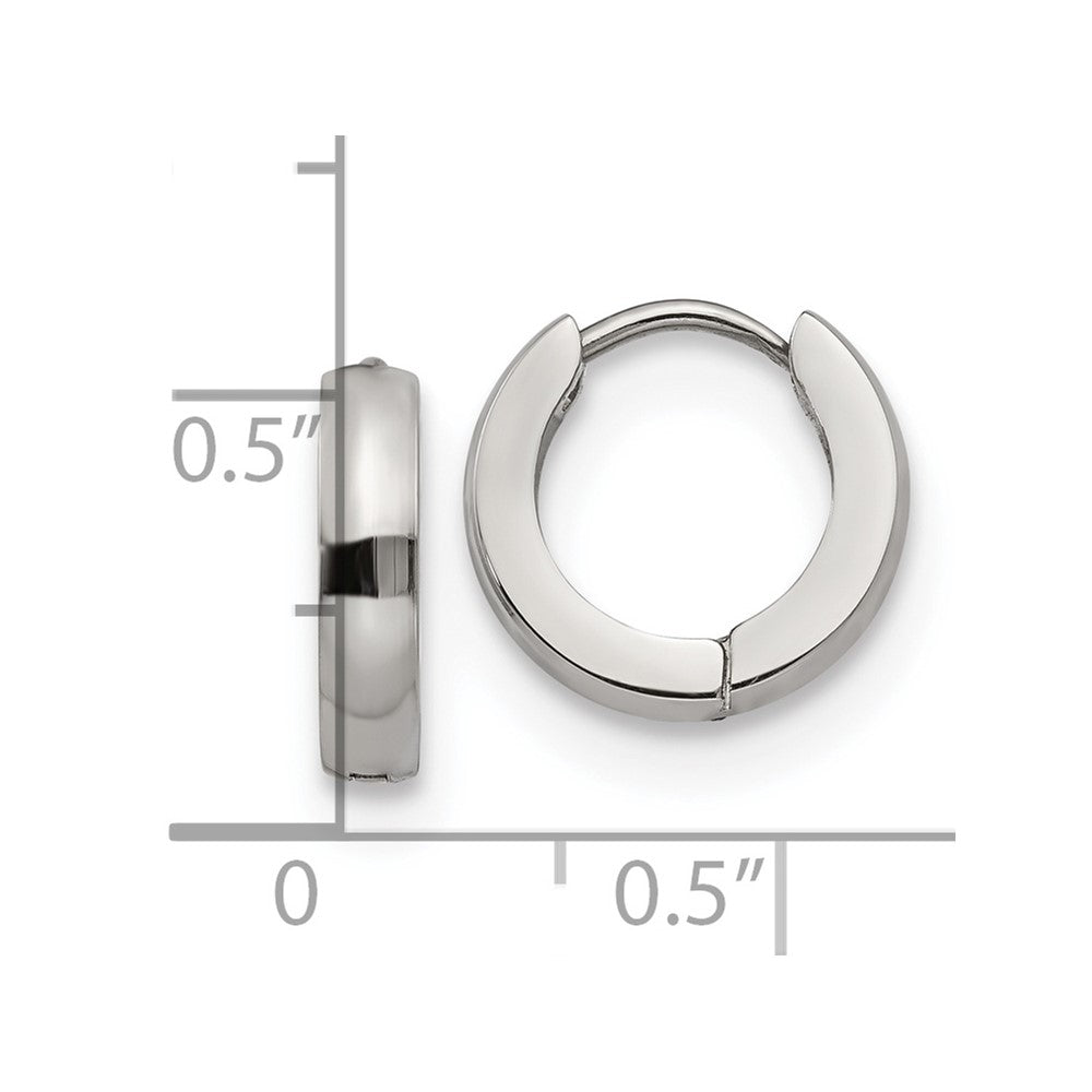 SRE1217 Chisel Stainless Steel Polished 3mm Hinged Hoop Earrings
