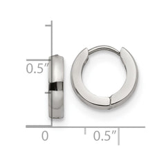 SRE1217 Chisel Stainless Steel Polished 3mm Hinged Hoop Earrings