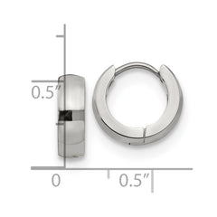 SRE1218 Chisel Stainless Steel Polished 4mm Hinged Hoop Earrings