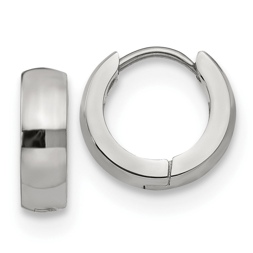 SRE1218 Chisel Stainless Steel Polished 4mm Hinged Hoop Earrings