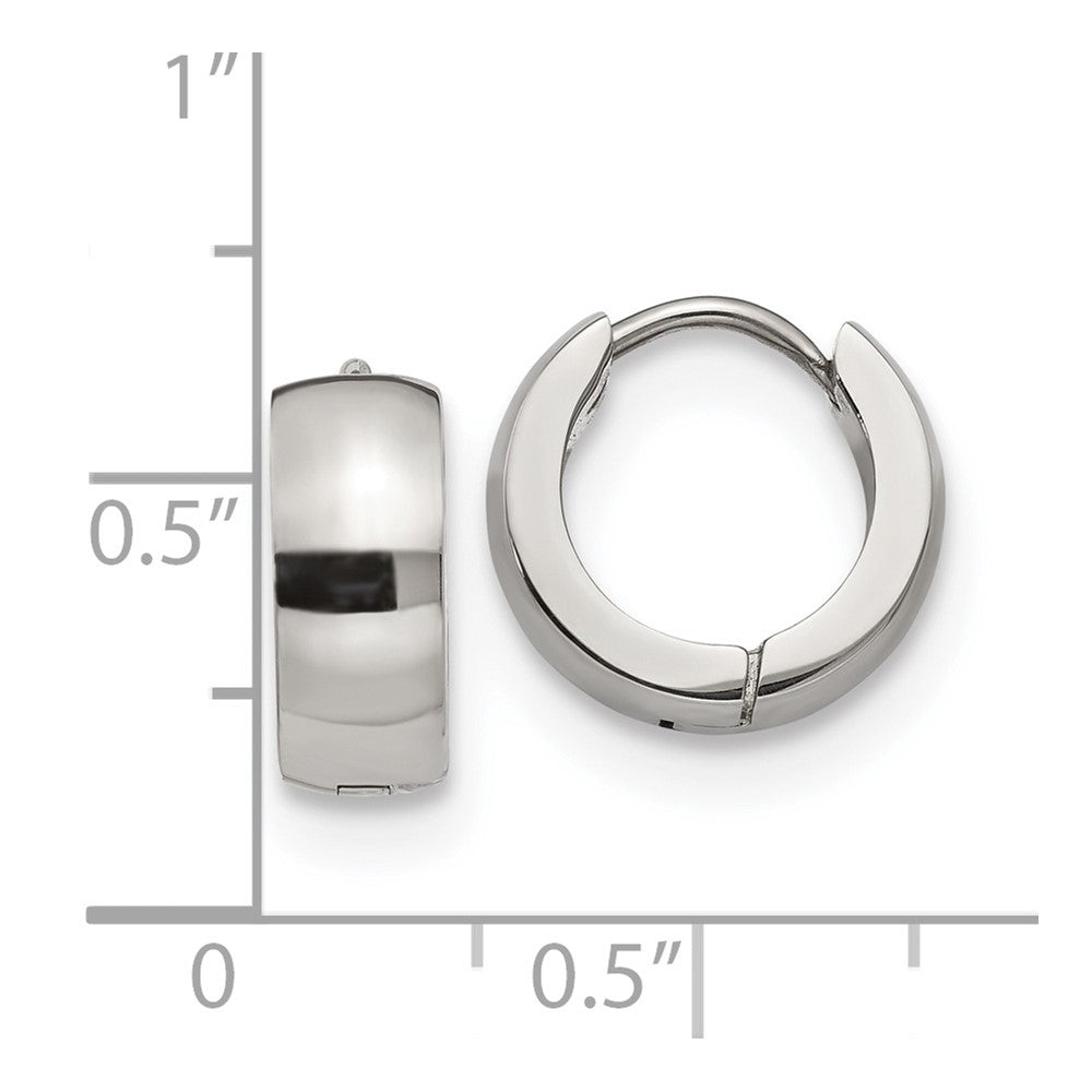 SRE1219 Chisel Stainless Steel Polished 5mm Hinged Hoop Earrings