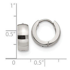 SRE1219 Chisel Stainless Steel Polished 5mm Hinged Hoop Earrings