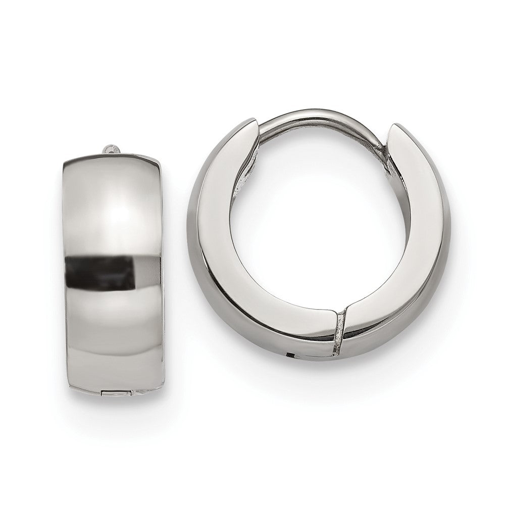 SRE1219 Chisel Stainless Steel Polished 5mm Hinged Hoop Earrings