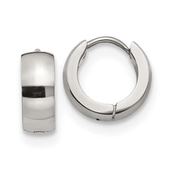 SRE1219 Chisel Stainless Steel Polished 5mm Hinged Hoop Earrings