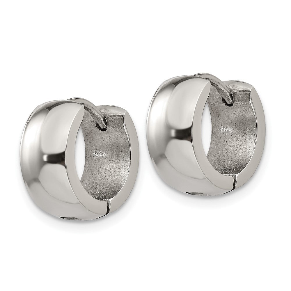 SRE1220 Chisel Stainless Steel Polished 6mm Hinged Hoop Earrings