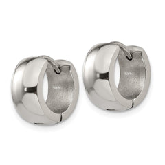 SRE1220 Chisel Stainless Steel Polished 6mm Hinged Hoop Earrings