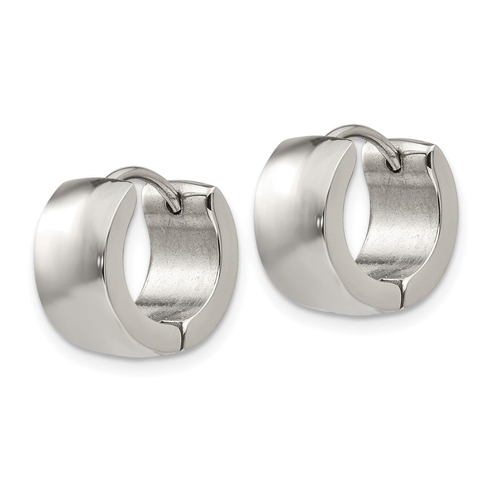 SRE1221 Chisel Stainless Steel Polished 7mm Hinged Hoop Earrings
