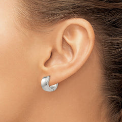 SRE1221 Chisel Stainless Steel Polished 7mm Hinged Hoop Earrings