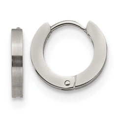SRE1222 Chisel Stainless Steel Brushed and Polished 2mm Hinged Hoop Earrings