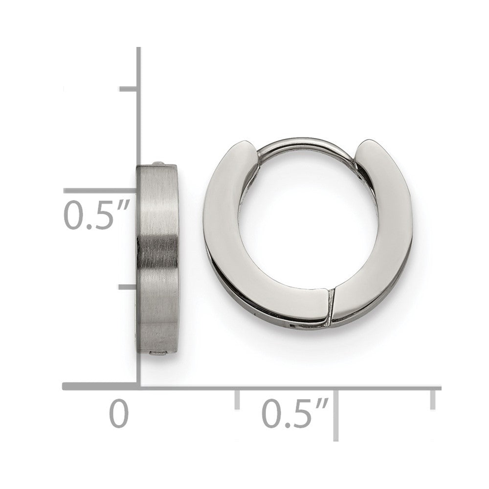 SRE1223 Chisel Stainless Steel Brushed and Polished 3mm Hinged Hoop Earrings