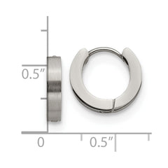 SRE1223 Chisel Stainless Steel Brushed and Polished 3mm Hinged Hoop Earrings
