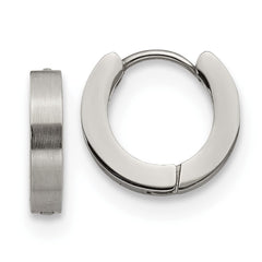 SRE1223 Chisel Stainless Steel Brushed and Polished 3mm Hinged Hoop Earrings