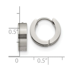 SRE1224 Chisel Stainless Steel Brushed and Polished 4mm Hinged Hoop Earrings