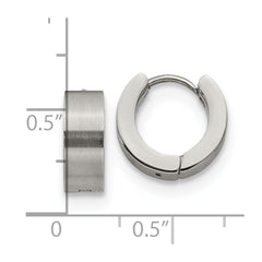 SRE1225 Chisel Stainless Steel Brushed and Polished 5mn Hinged Hoop Earrings