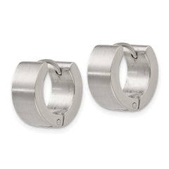 SRE1226 Chisel Stainless Steel Brushed and Polished 6mm Hinged Hoop Earrings