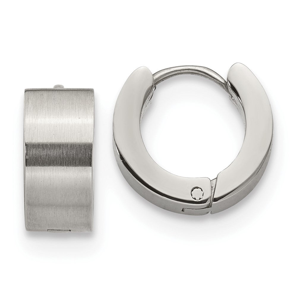 SRE1226 Chisel Stainless Steel Brushed and Polished 6mm Hinged Hoop Earrings