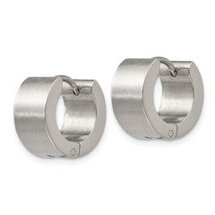 SRE1227 Chisel Stainless Steel Brushed and Polished 7mm Hinged Hoop Earrings